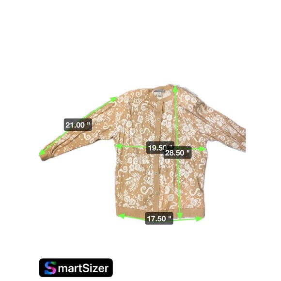 Cathy Daniels Tan White Patterned Buttoned Long Sleeve Cardigan Sweater Sz Large - Picture 7 of 7